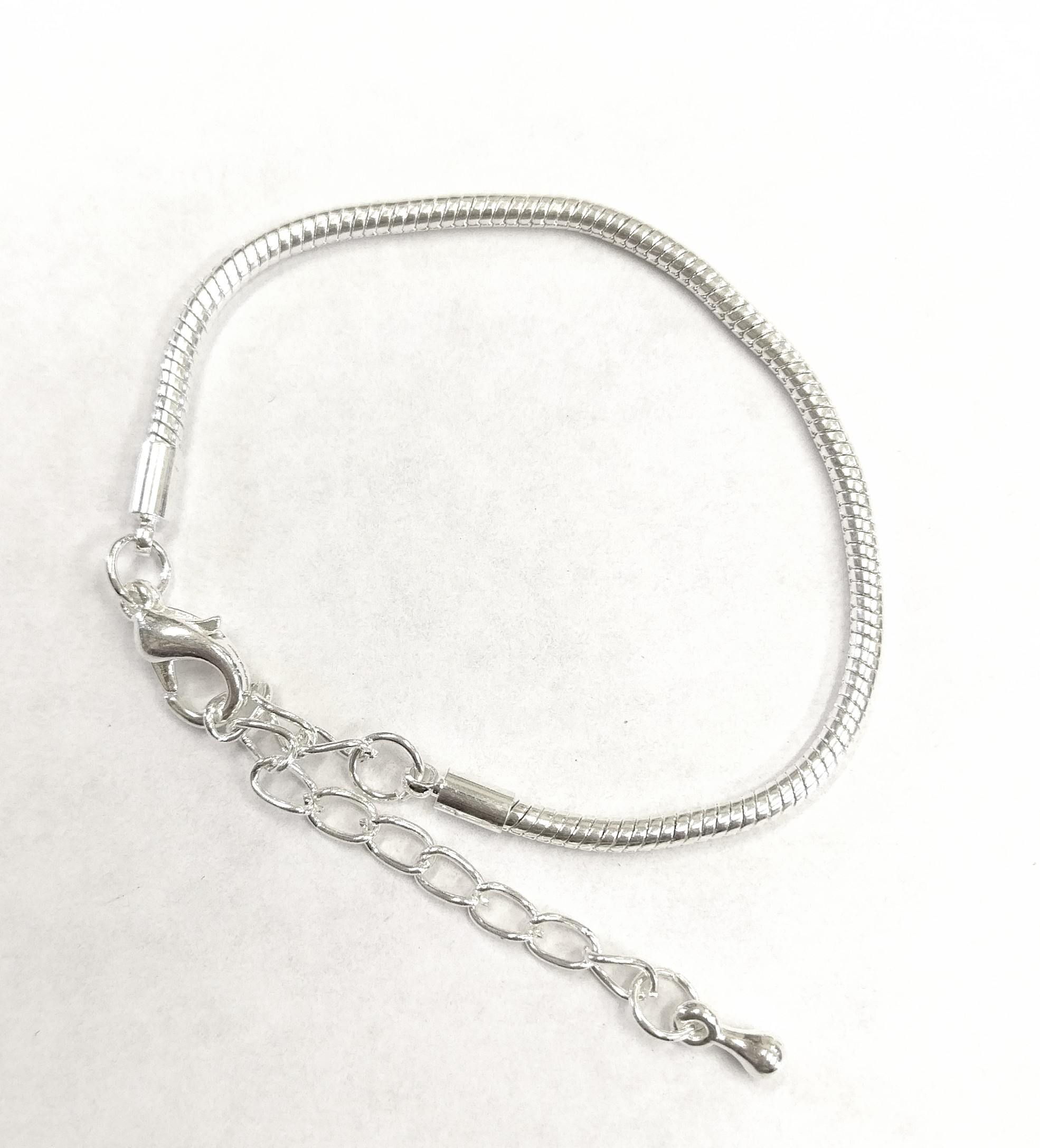 Silver Plated Pandora Style Designer Snake Chain Bracelet - 15cm ...