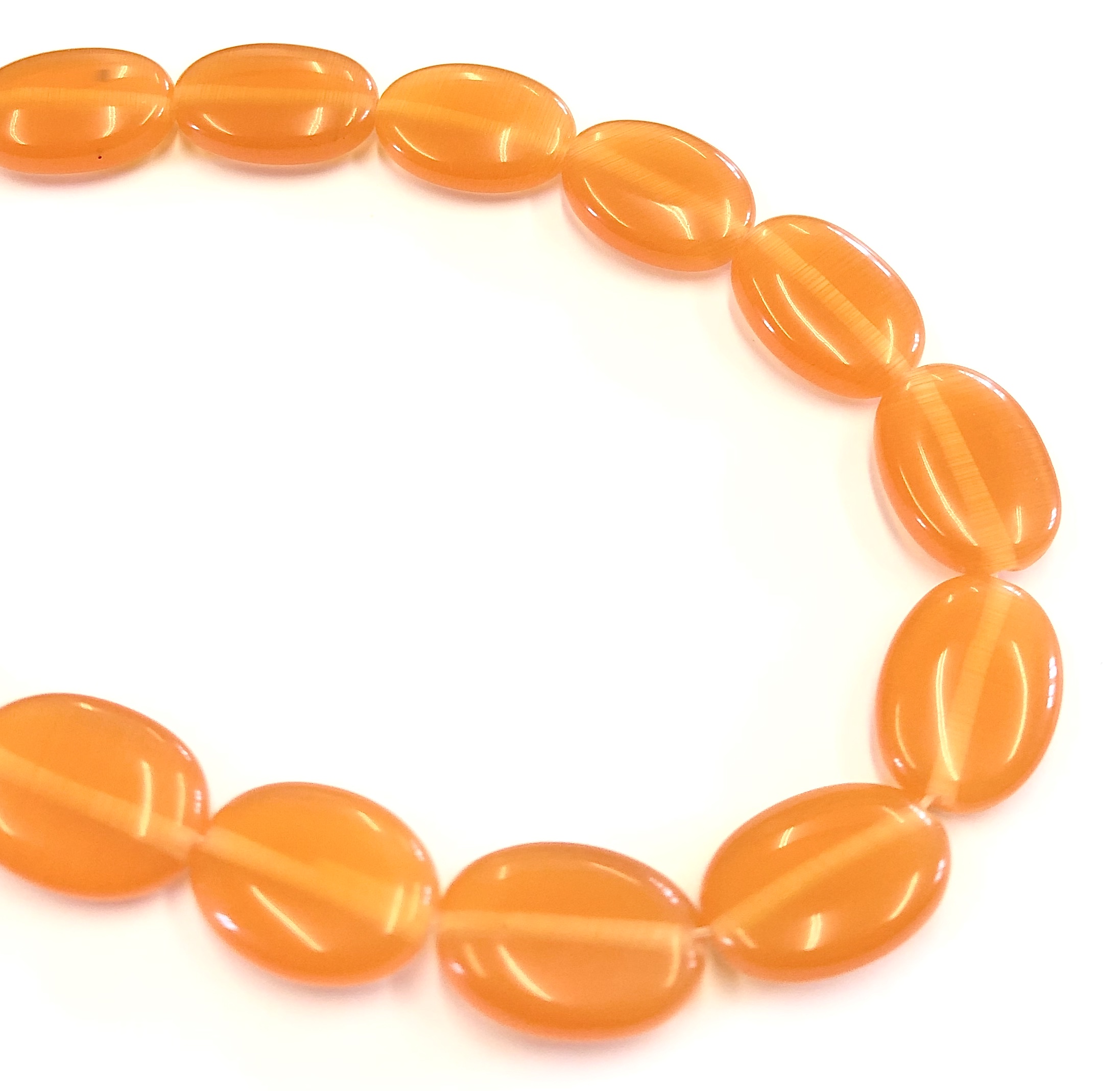 Glass Oval 14mm x 10mm - Orange - Deborah Beads