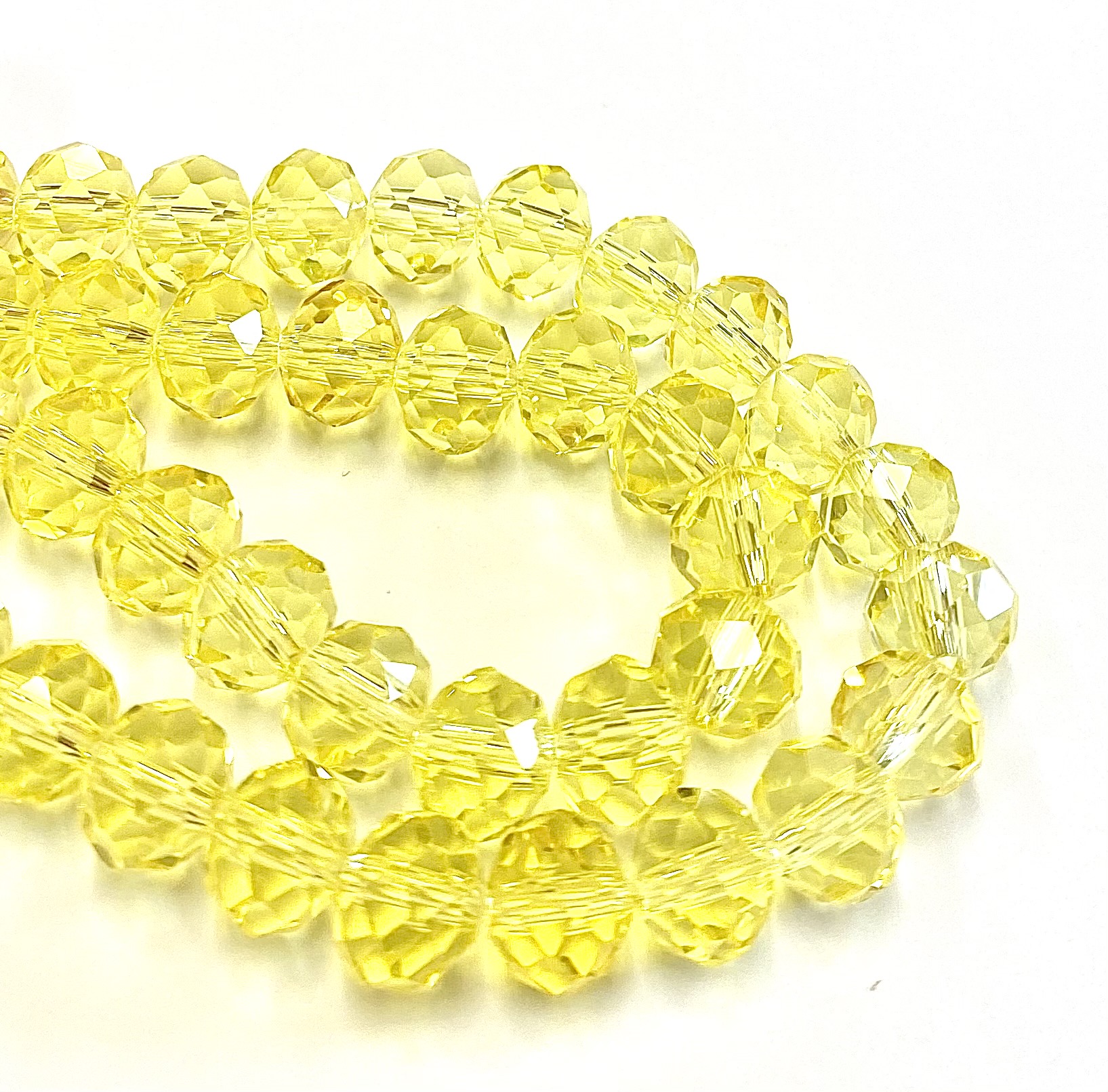 6mm x 8mm Faceted Crystal Rondelle - Yellow - Deborah Beads